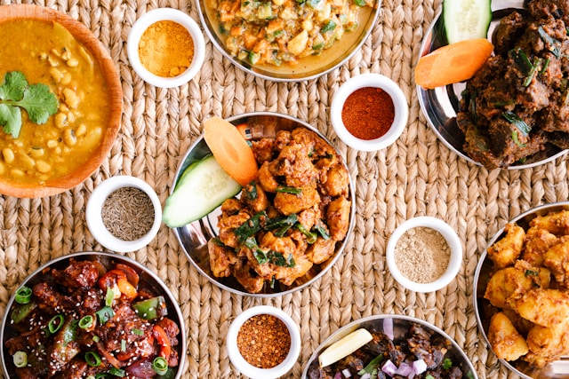 food laid on a table