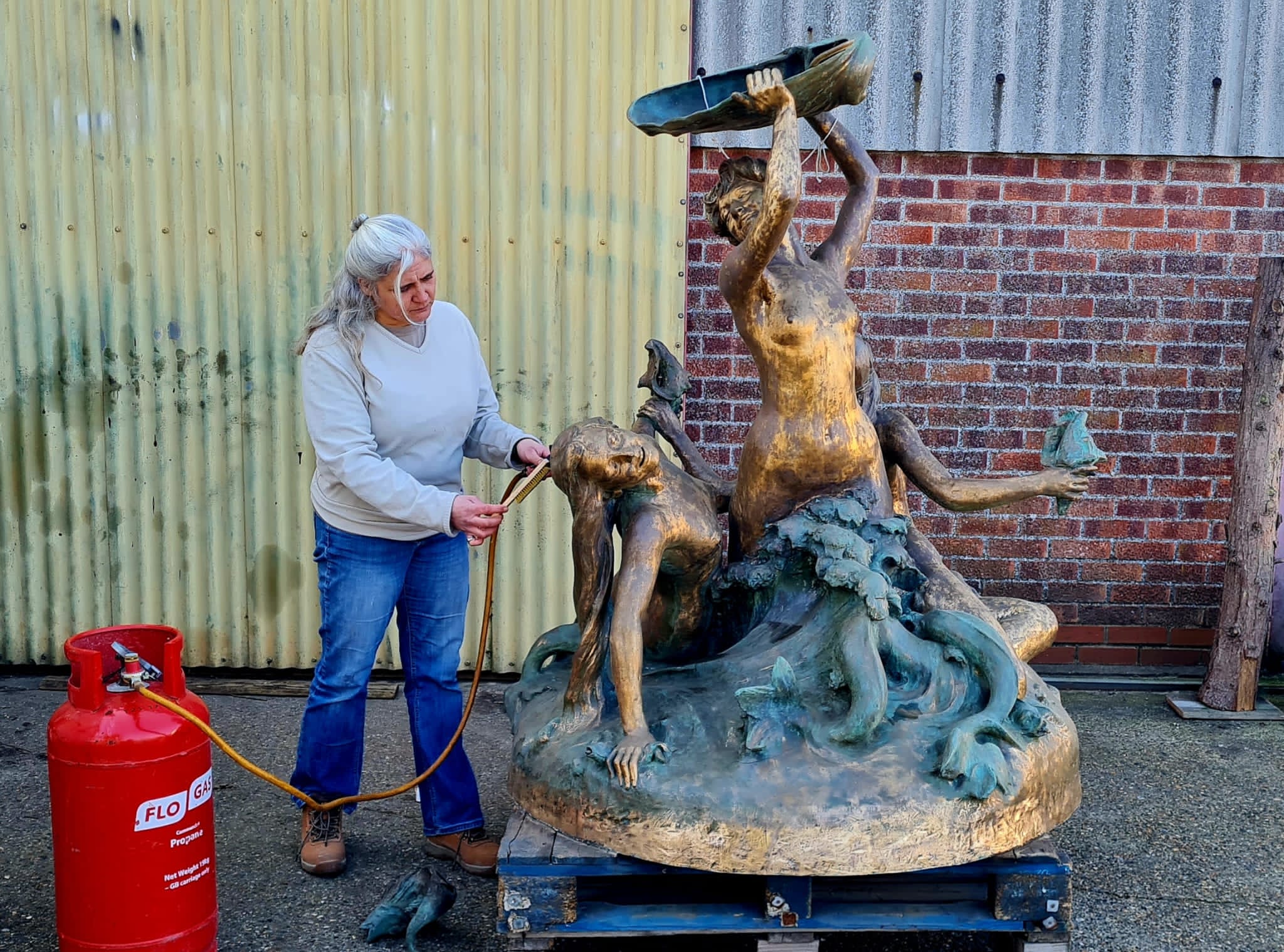 Finch House fountain sculpture being given a new lease of life before returning to its home