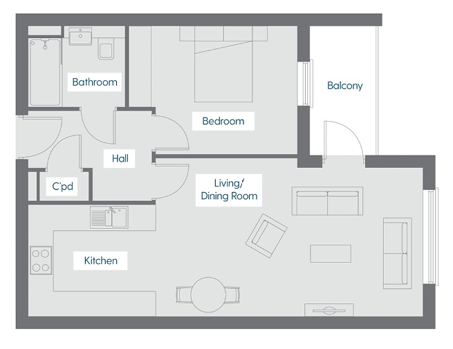 1Bed PreLoved Retirement Flat, Sherborne Platinum Skies