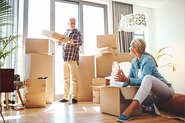 Couple moving into their apartment